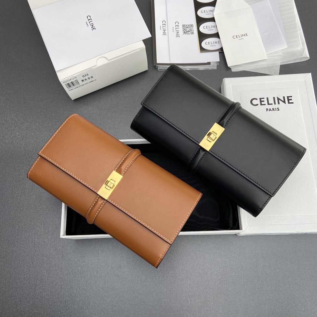 [TOP] CELINE Triomphe Calfskin Wallet 10.2×7.5×2.5cm  - 2 Color