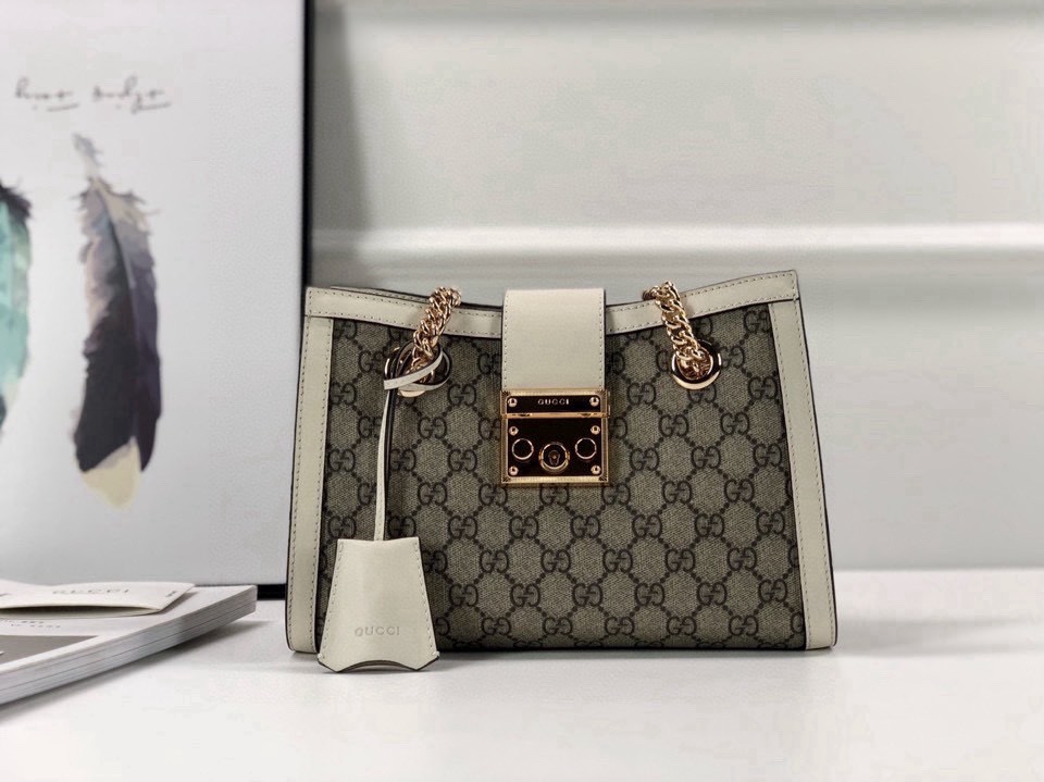 [TOP] GUCCI G*G Padlock Chain Medium Tote Bag 26x18x10cm  - 2 Colour