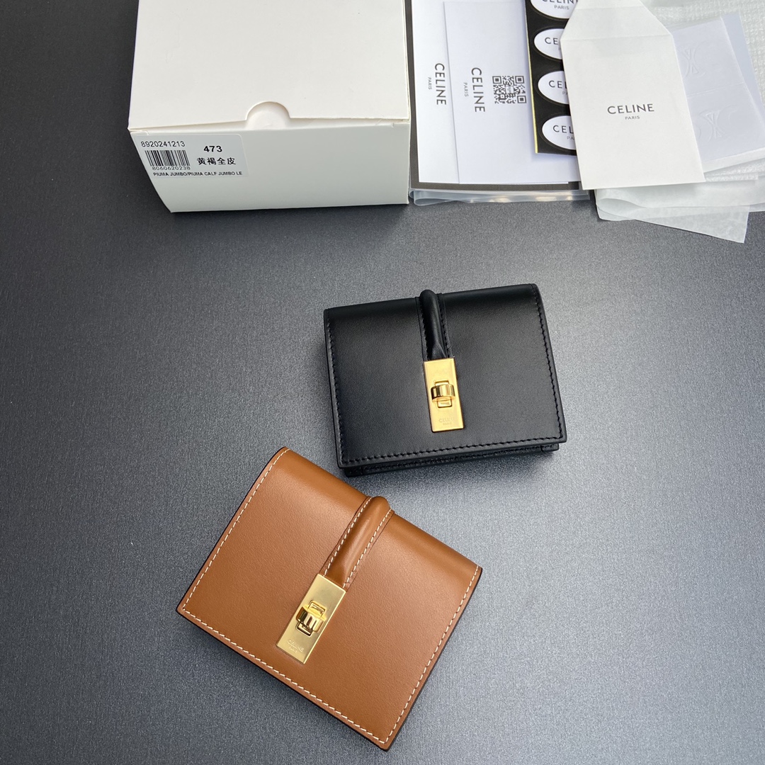 [TOP] CELINE Triomphe Calfskin Card Holder 10.2×7.5×2.5cm - 2 Color