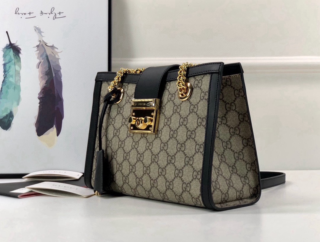 [TOP] GUCCI G*G Padlock Chain Medium Tote Bag 26x18x10cm  - 2 Colour