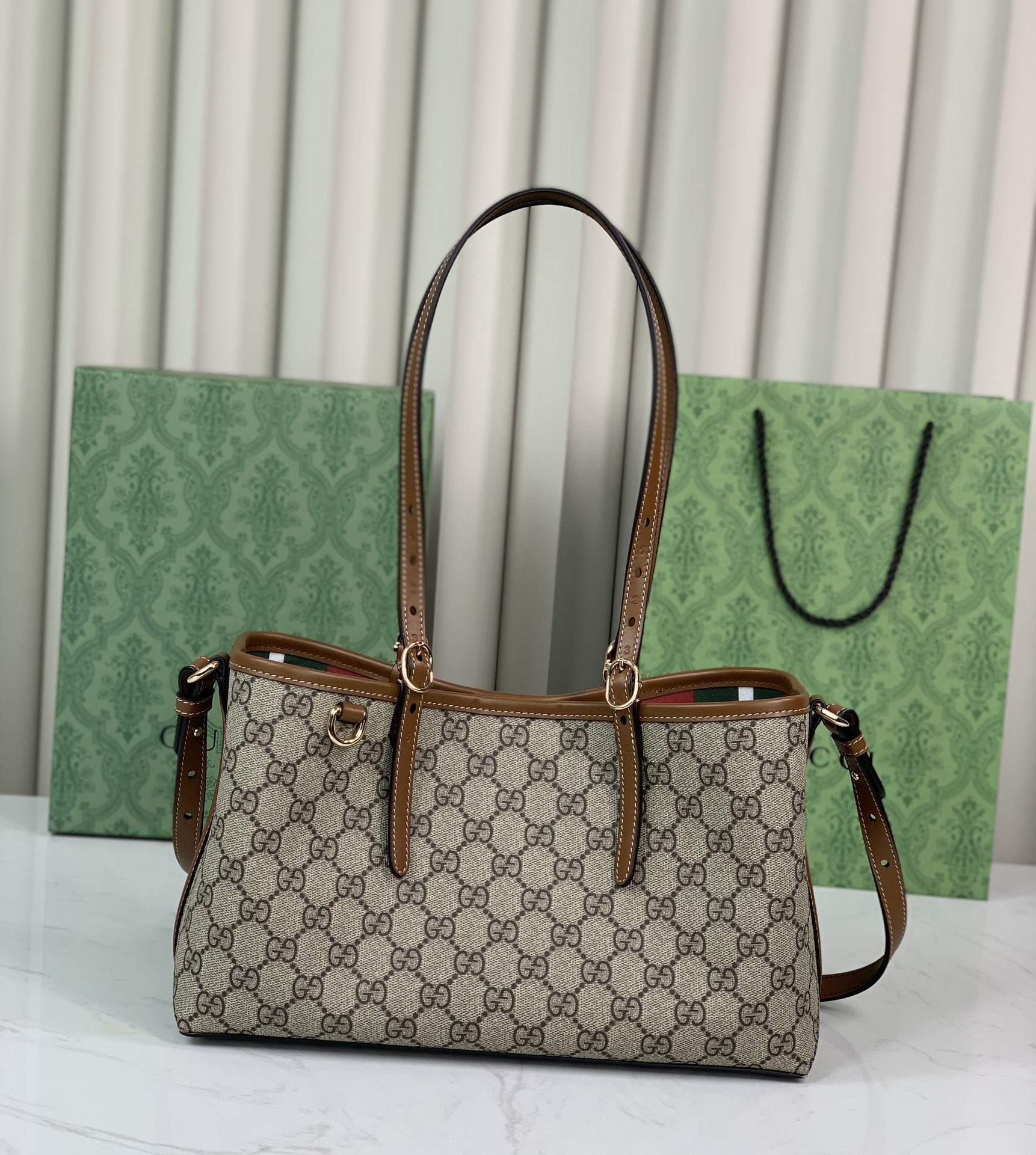 [TOP] GUCCI G*G Shopping Bag 31X18X11cm - Brown