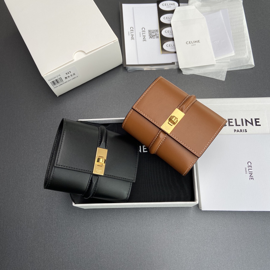[TOP] CELINE Triomphe Calfskin Wallet 10.5×9×3cm - 2 Color
