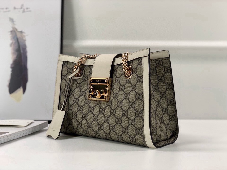 [TOP] GUCCI G*G Padlock Chain Medium Tote Bag 26x18x10cm  - 2 Colour