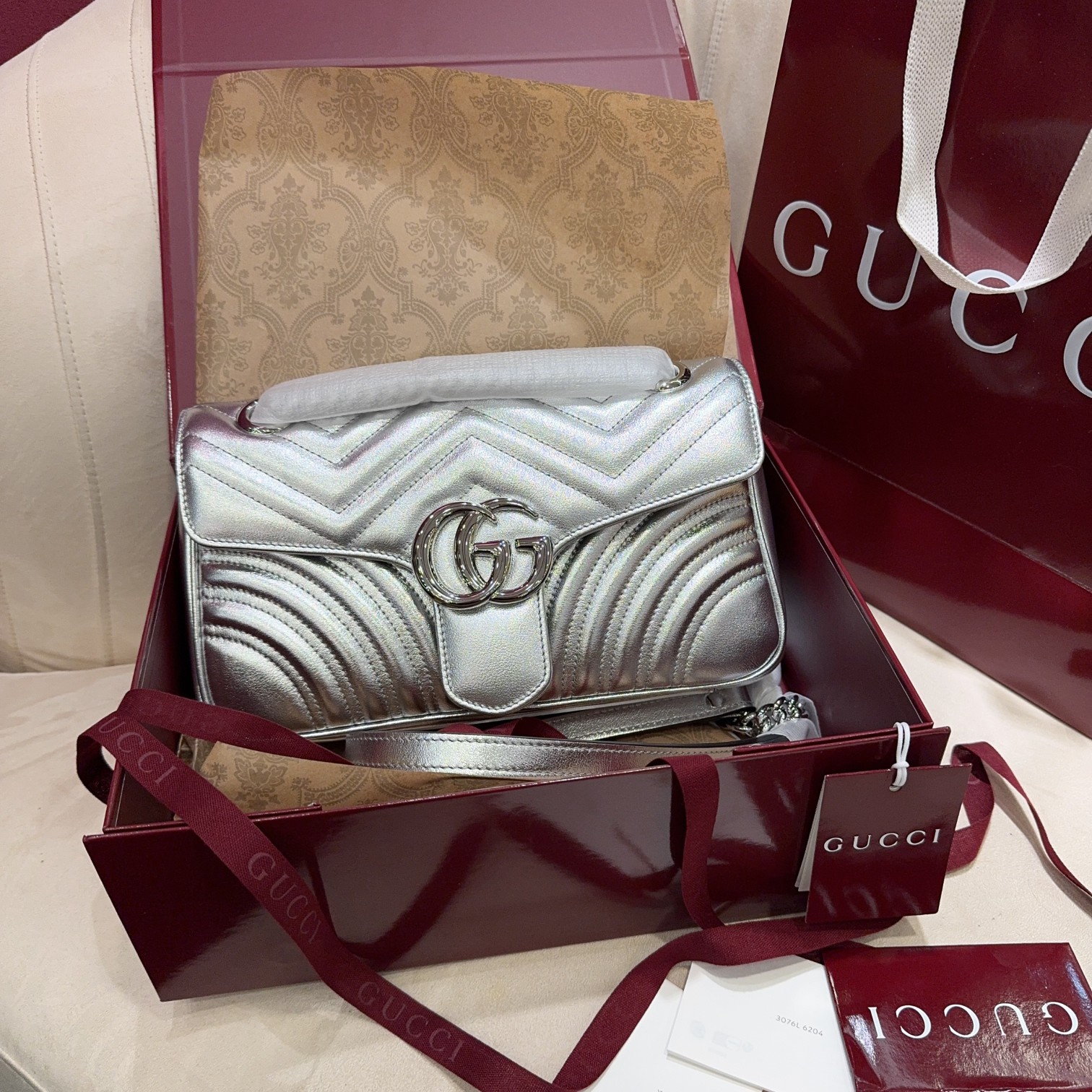 [TOP] GUCCI Geometric Series GG Marmont Bags 16.5*10*5cm /22*13*5cm - 2 Color