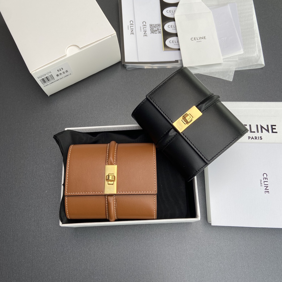 [TOP] CELINE Triomphe Calfskin Wallet 10.5×9×3cm - 2 Color