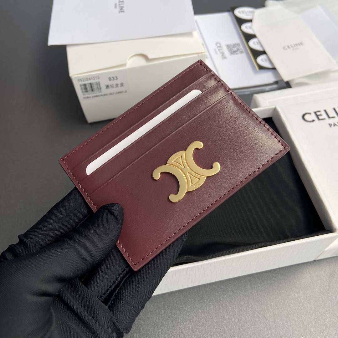 [TOP] CELINE Triomphe Calfskin Card Holder 11x8cm - 6 Color&GHW