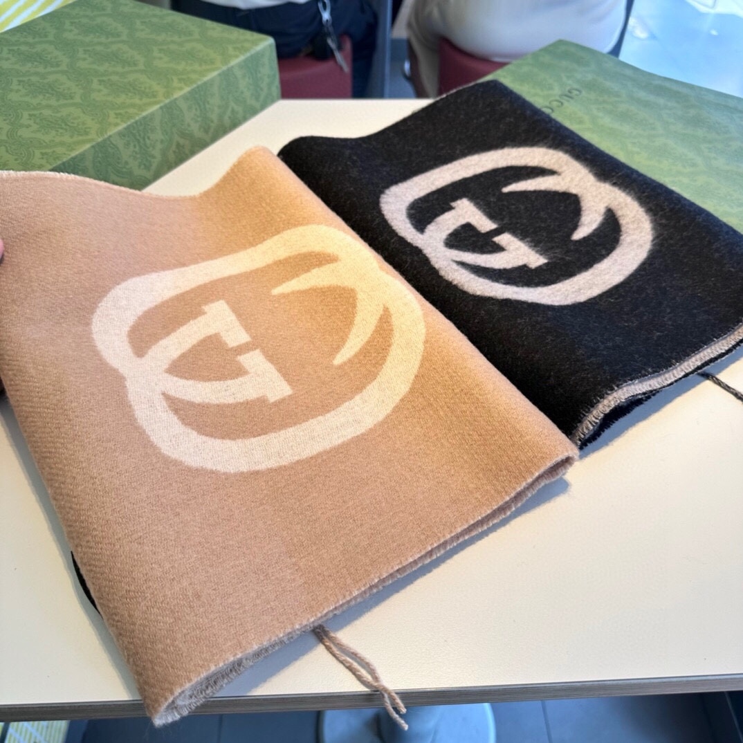 [TOP] GUCCI Cashmere Scarf 180*32cm - 2 Colors