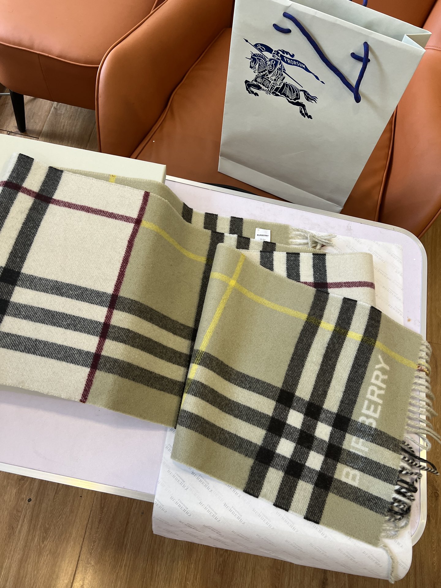 [TOP] BURBERRY Cashmere Scarf  30x168cm  - Green