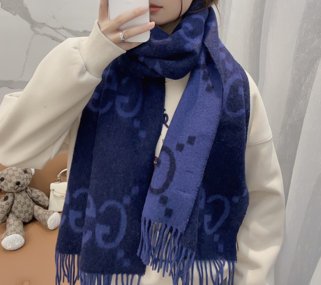 [TOP] GUCCI Cashmere Scarf 45*200cm - 2 Colors