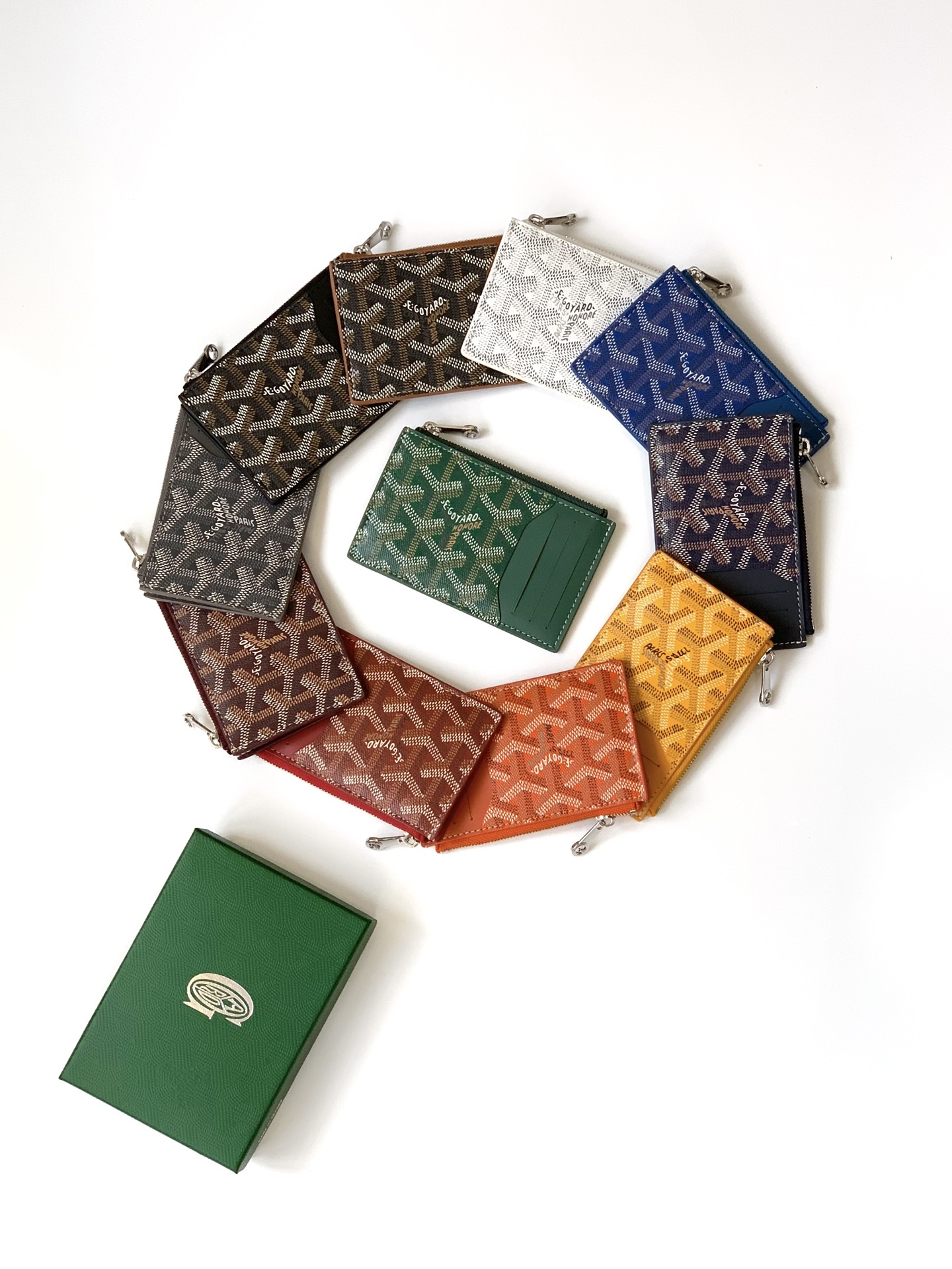 [TOP] Goyard Bourbon Card Holder With Zipper  12.5 cm x 1 cm x 8.4 cm - 11 Color