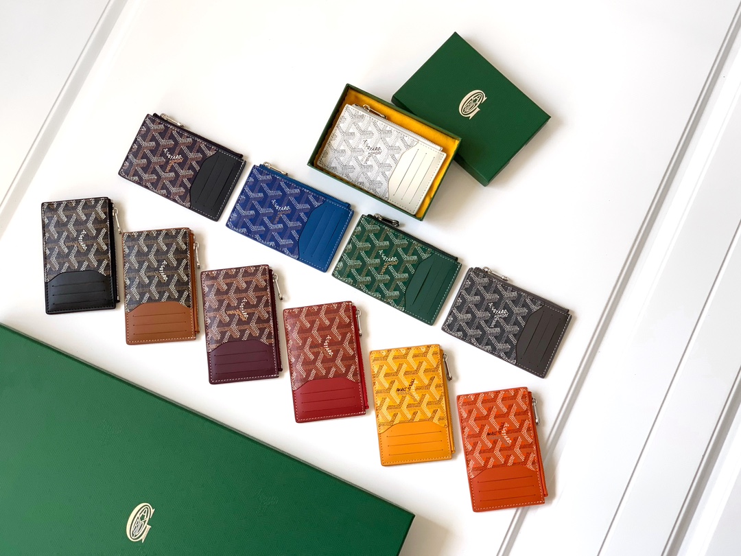 [TOP] Goyard Bourbon Card Holder With Zipper  12.5 cm x 1 cm x 8.4 cm - 11 Color