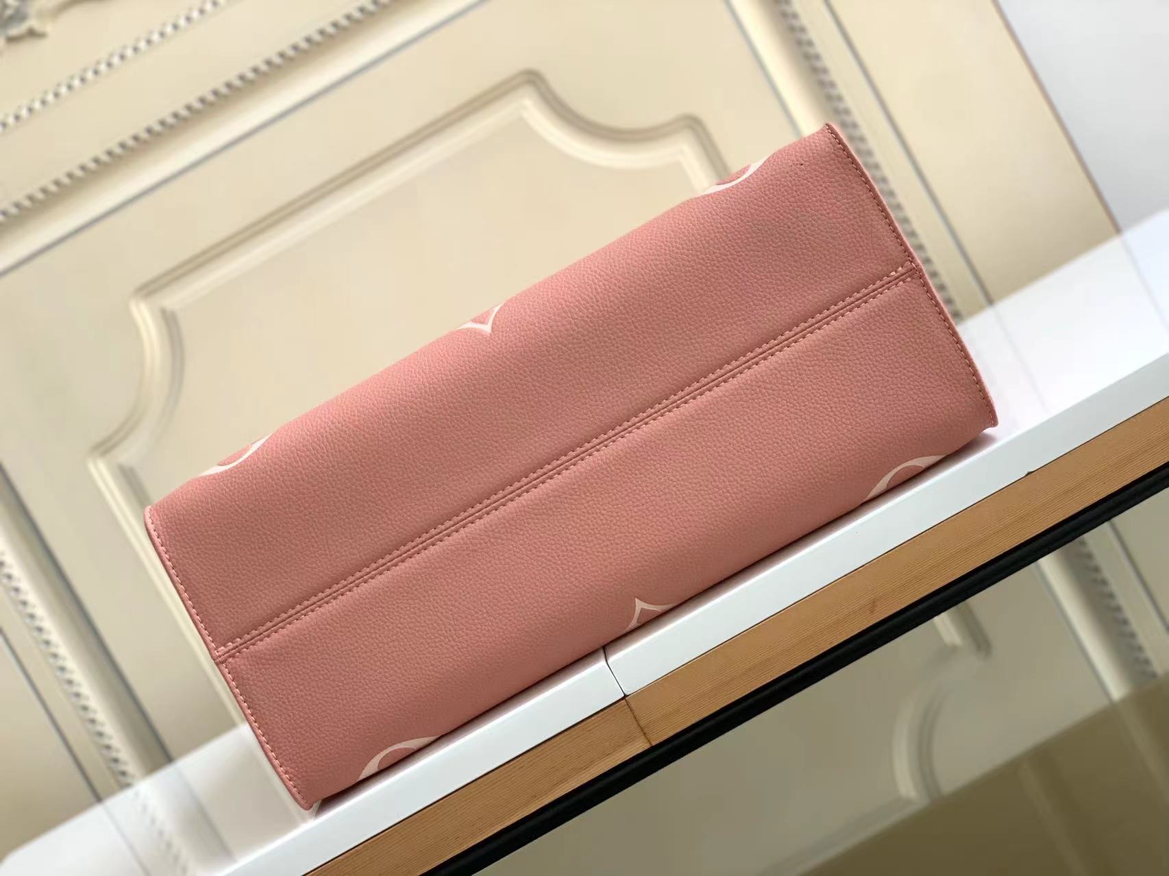 [TOP] Louis Vuitton LV Monogram Enpreinte On The Go Bag 35x27x14cm - Pink