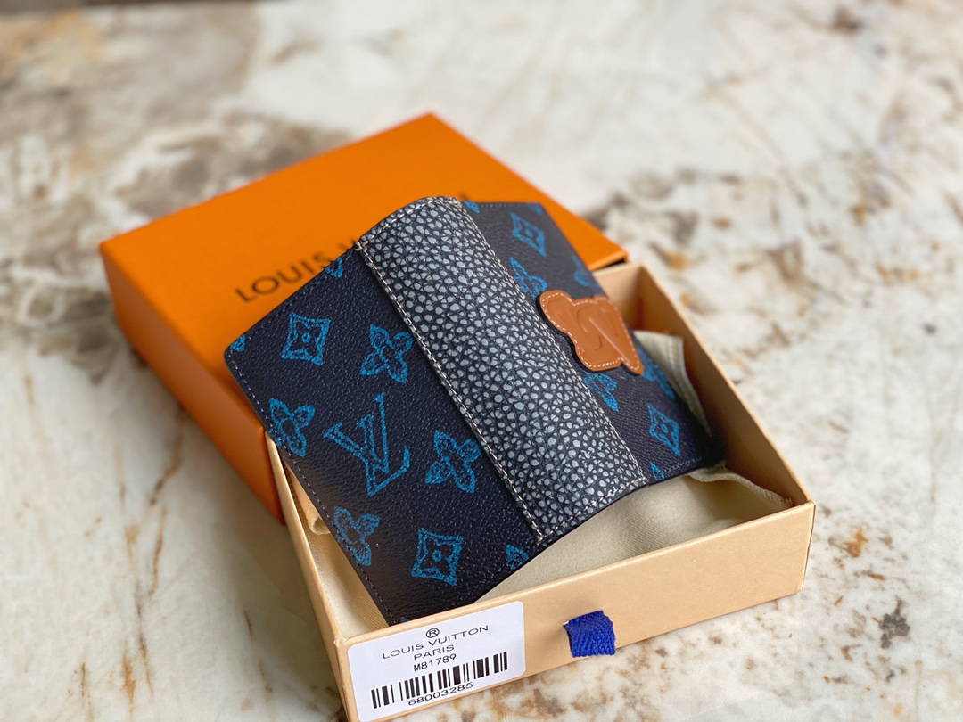 [TOP] Louis Vuitton LV Men's Cowhide Wallet 7.5 x 11.1 x 1  cm - Black