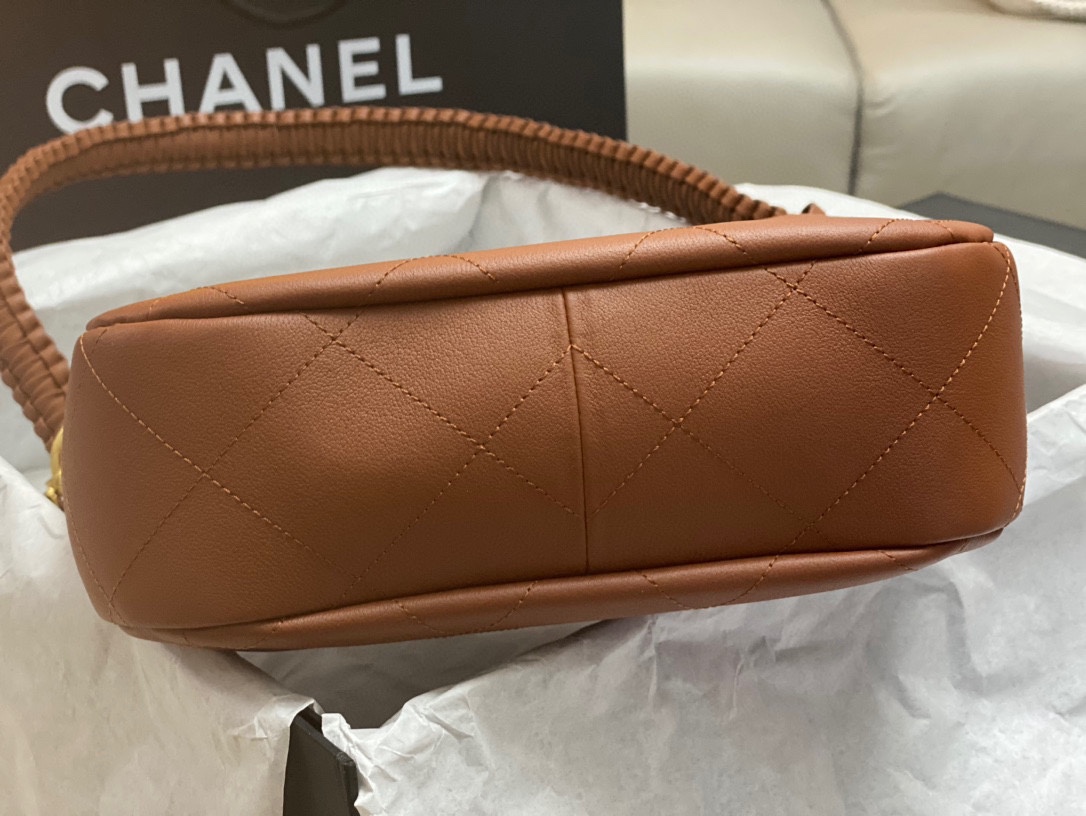 [TOP] CHANEL Hobo Handbag Hippie Bag 26*25*7.5𝗰𝗺 - Brown