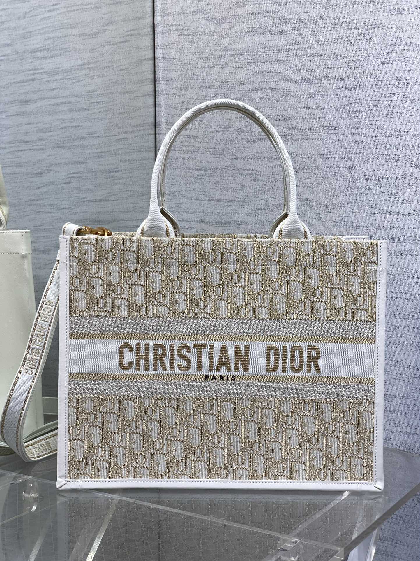 [TOP] Christian Dior Book Tote Bag  26*12*21cm/36*16*27cm - Beige