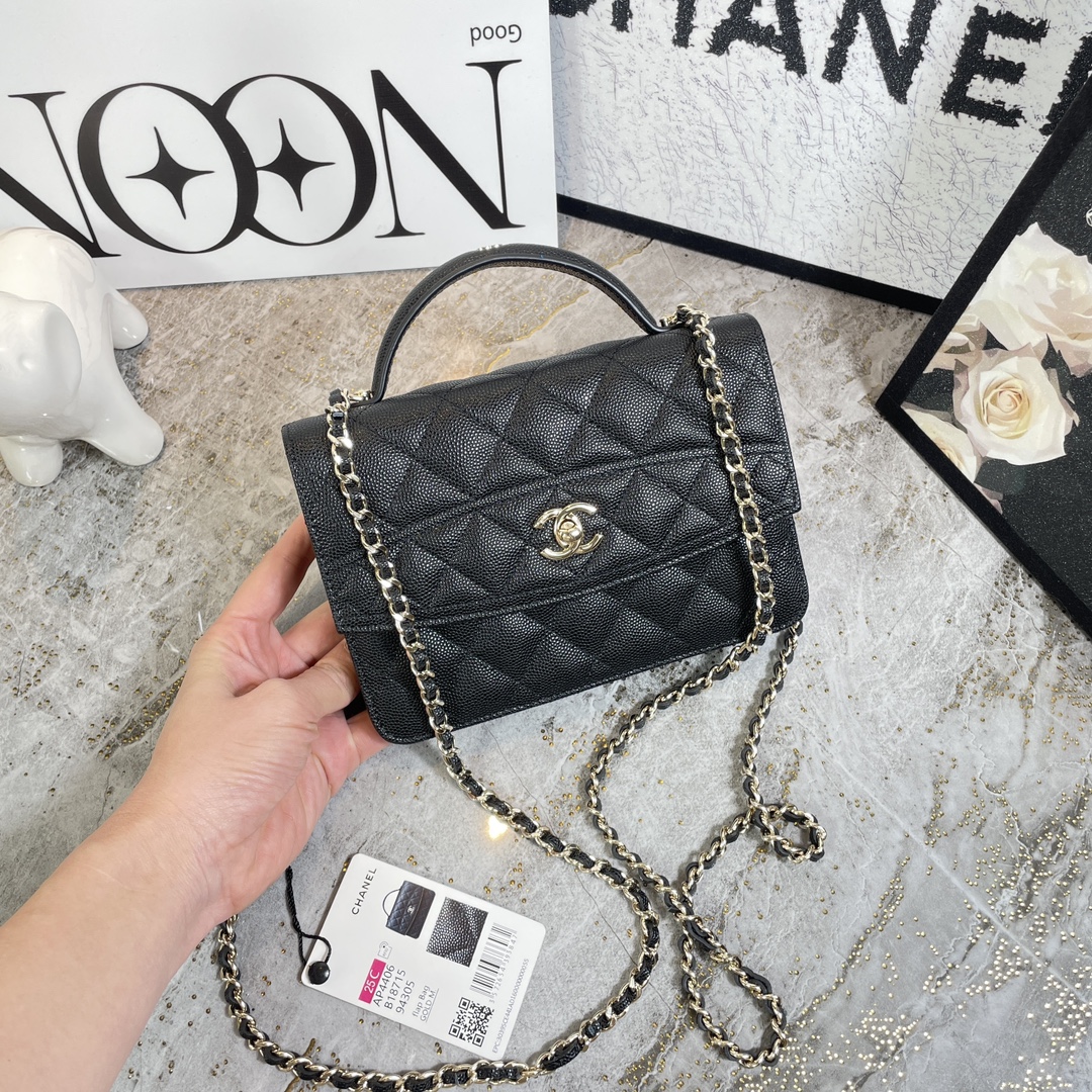 [TOP] CHANEL Logo Handle Backpack 14x18x3cm - 2 Colors