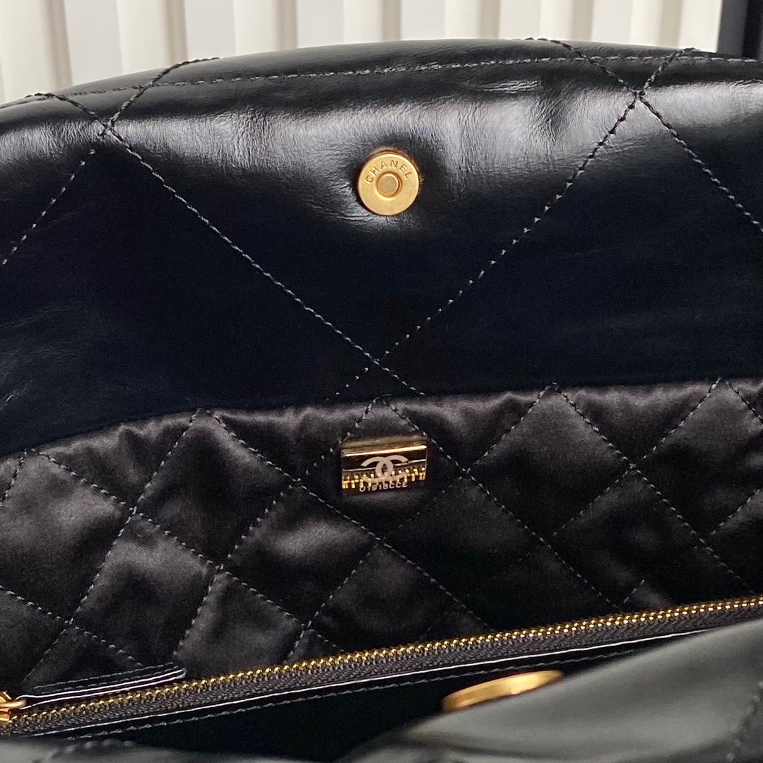 [TOP] CHANEL 22 Bag with 2 Pockets 35x37x7cm/39x42x8cm - Black