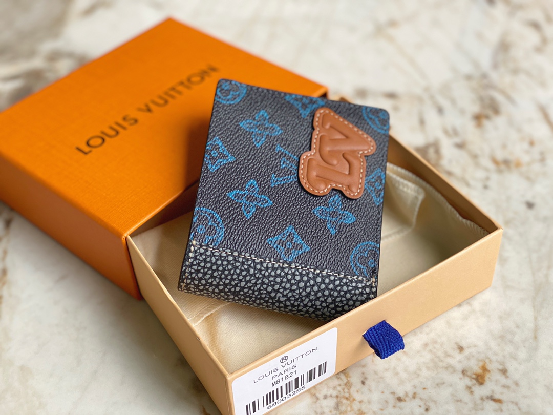 [TOP] Louis Vuitton LV Men's Cowhide Wallet 11 x 8.5 x 2 cm - Black