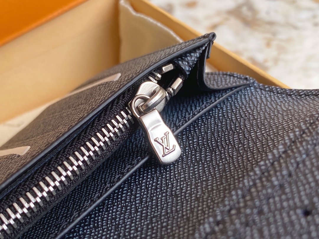 [TOP] Louis Vuitton LV Men's Cowhide Wallet 10 x 19 x 2 cm - Black