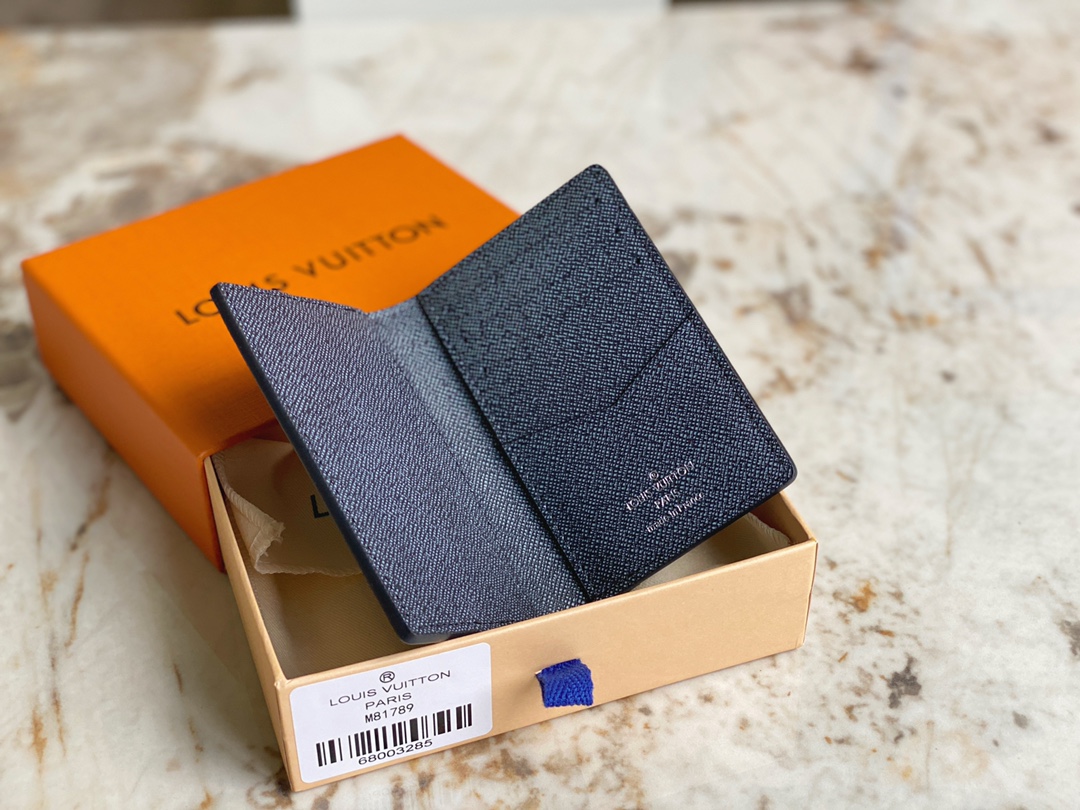 [TOP] Louis Vuitton LV Men's Cowhide Wallet 7.5 x 11.1 x 1  cm - Black