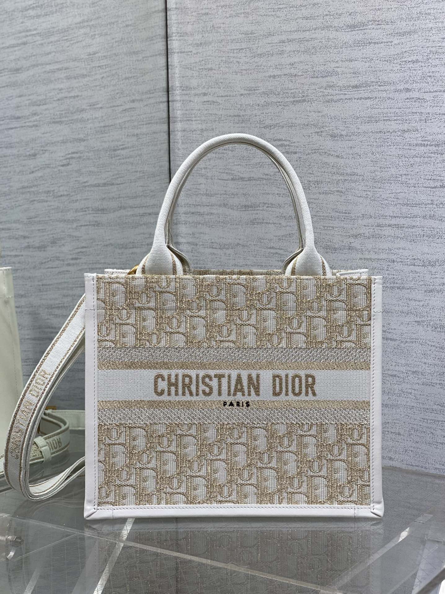 [TOP] Christian Dior Book Tote Bag  26*12*21cm/36*16*27cm - Beige