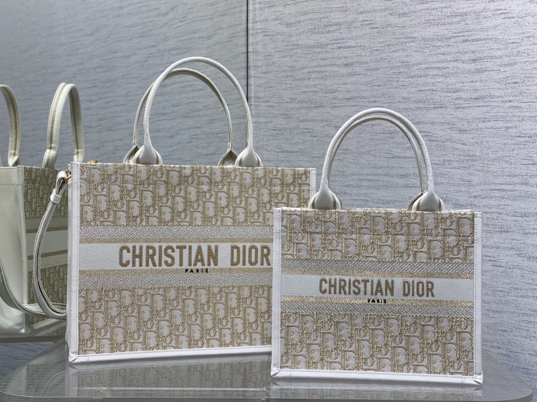 [TOP] Christian Dior Book Tote Bag  26*12*21cm/36*16*27cm - Beige