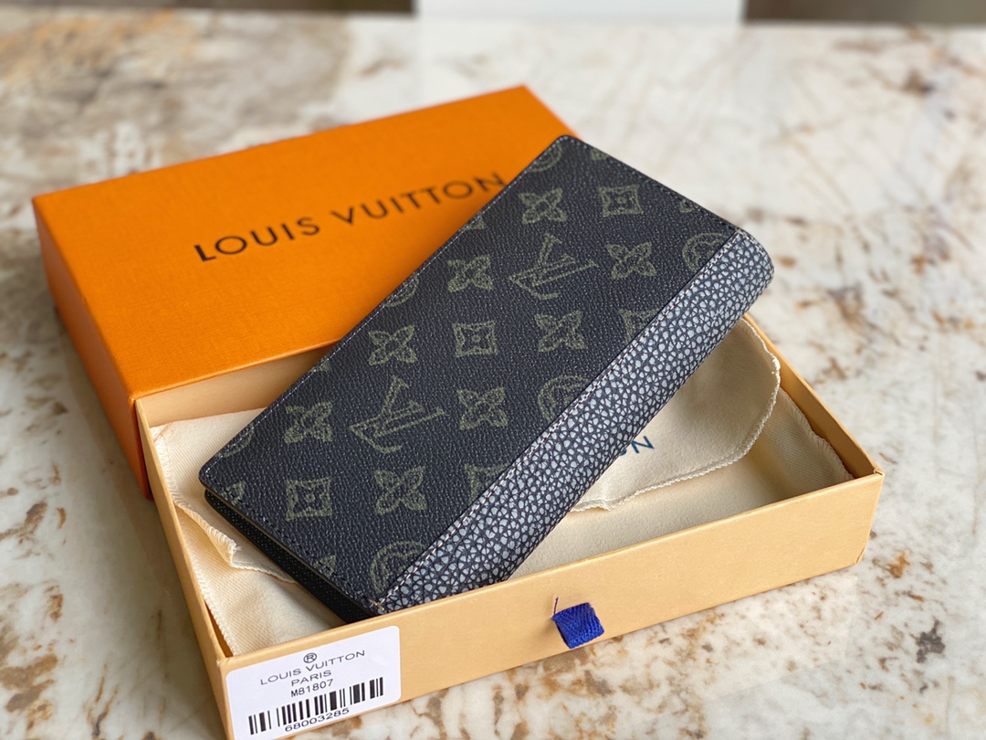 [TOP] Louis Vuitton LV Men's Cowhide Wallet 10 x 19 x 2 cm - Black