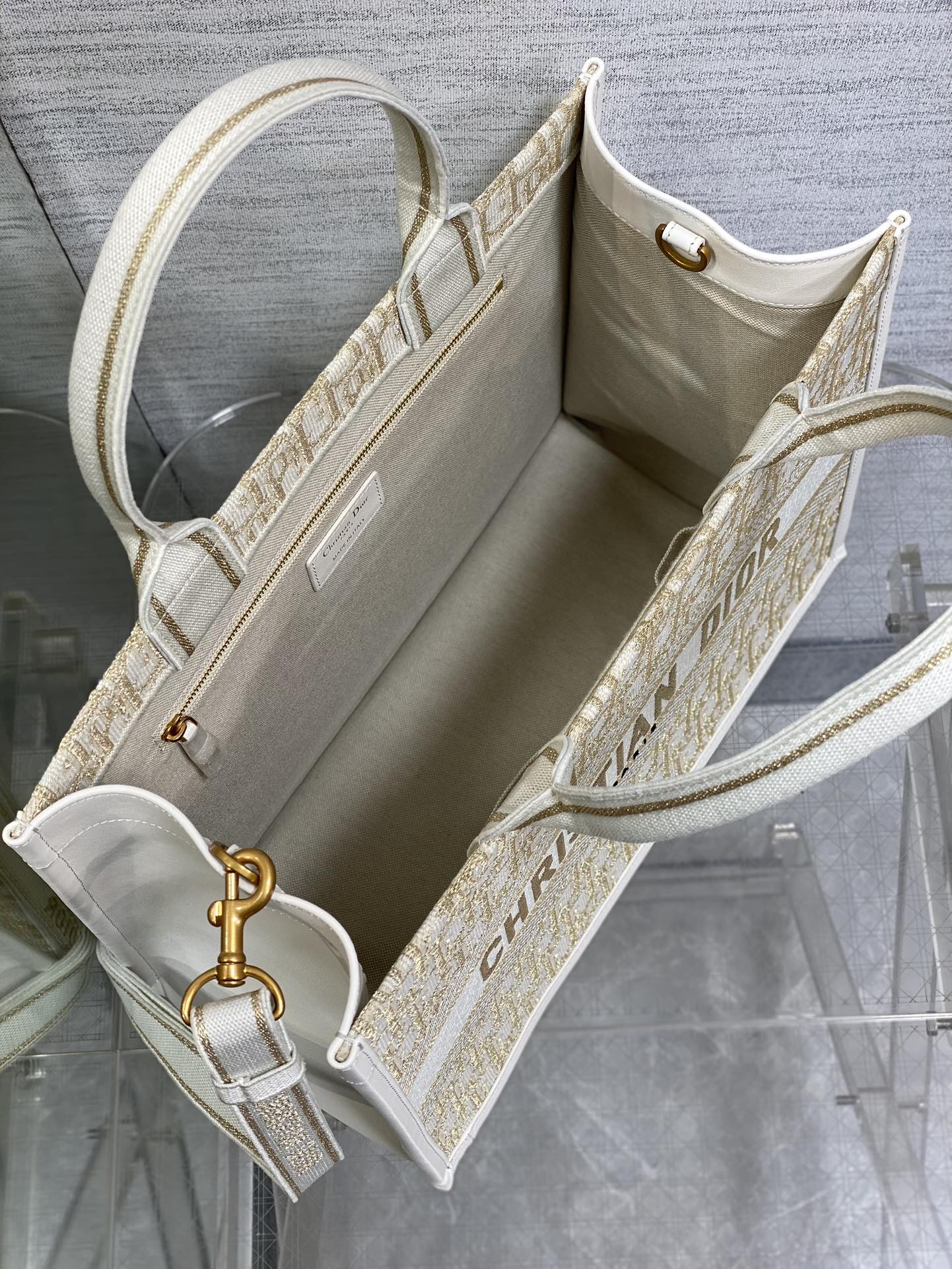 [TOP] Christian Dior Book Tote Bag  26*12*21cm/36*16*27cm - Beige