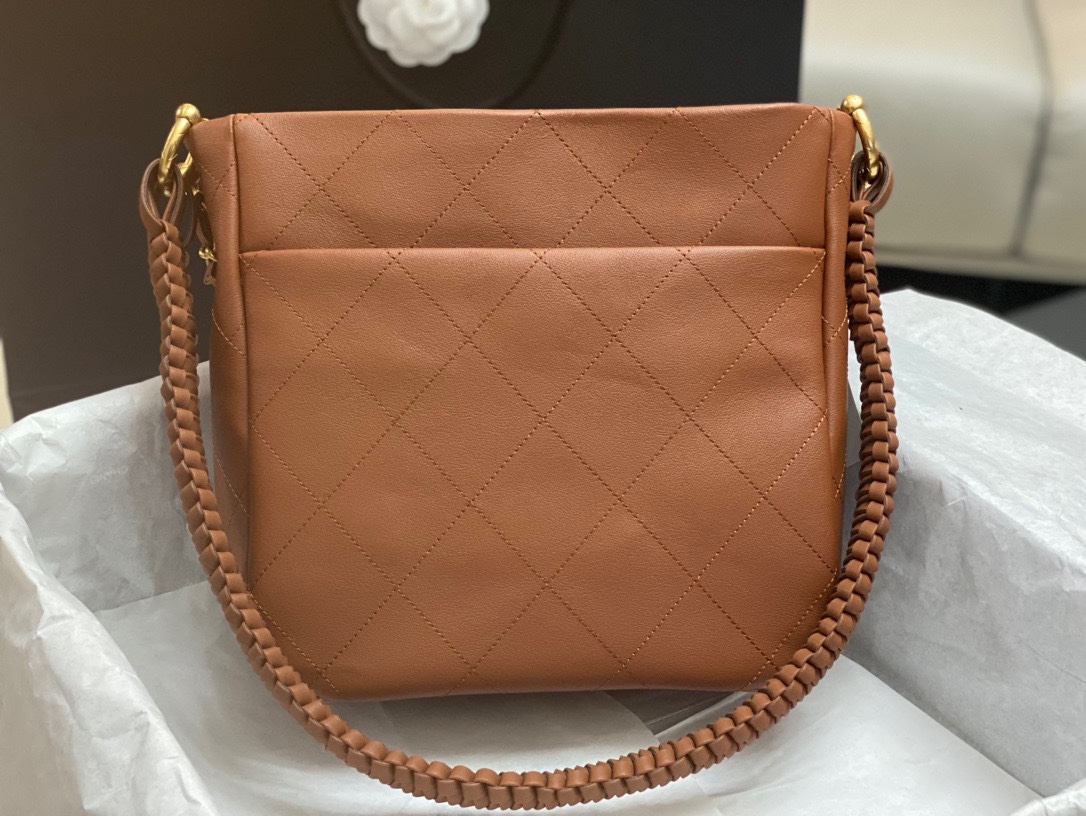 [TOP] CHANEL Hobo Handbag Hippie Bag 26*25*7.5𝗰𝗺 - Brown