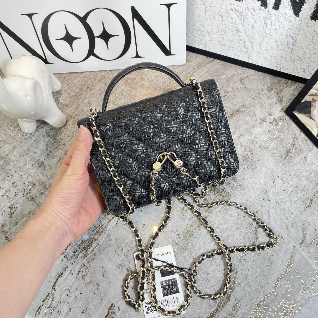 [TOP] CHANEL Logo Handle Backpack 14x18x3cm - 2 Colors