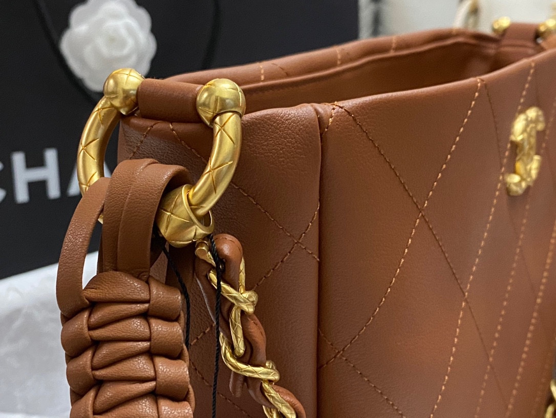 [TOP] CHANEL Hobo Handbag Hippie Bag 26*25*7.5𝗰𝗺 - Brown