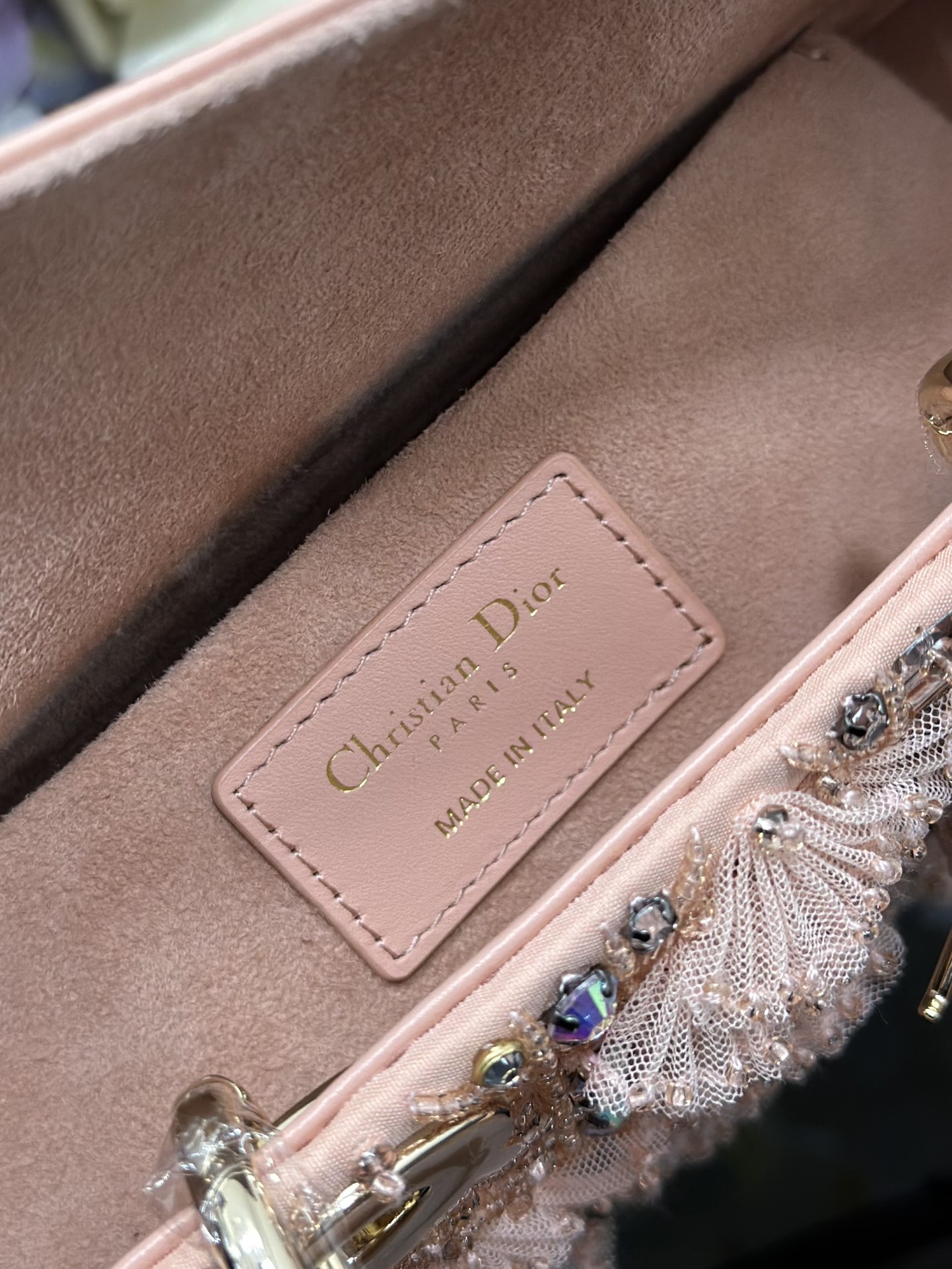 [TOP] Christian Dior Embroidered Lace Bead Lady D-Joy Bag 22*12*6cm - 2 Colour
