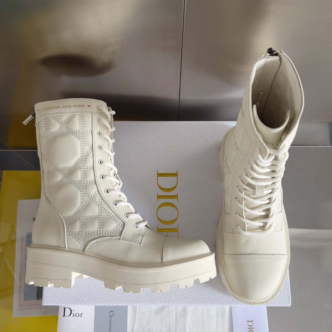 [TOP] Christian Dior Rattan Ankle Bootss Cowhide - 3 Colour