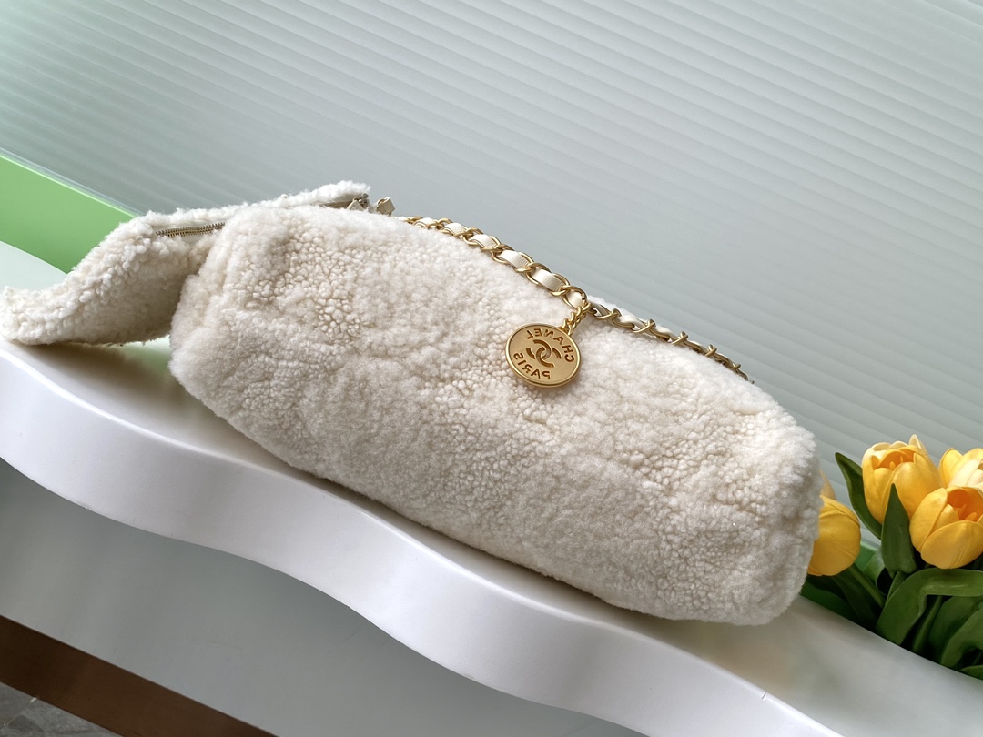 [TOP] CHANEL 22 Bag Wool 19x20x6cm/35x37x7cm - Beige