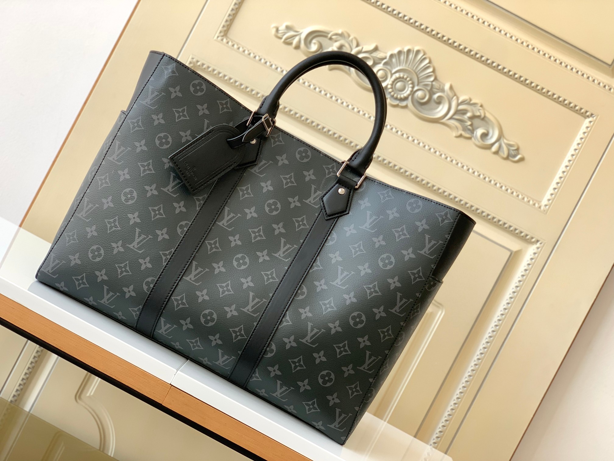 [TOP] Louis Vuitton LV Sac Plat 24H Tote Bag 44 x 33 x 18cm - Black