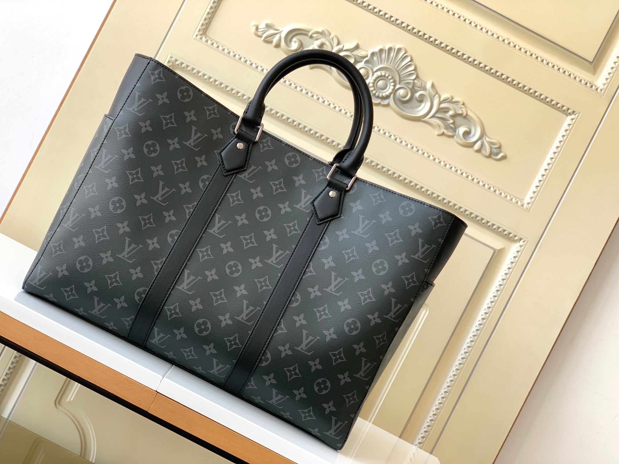 [TOP] Louis Vuitton LV Sac Plat 24H Tote Bag 44 x 33 x 18cm - Black