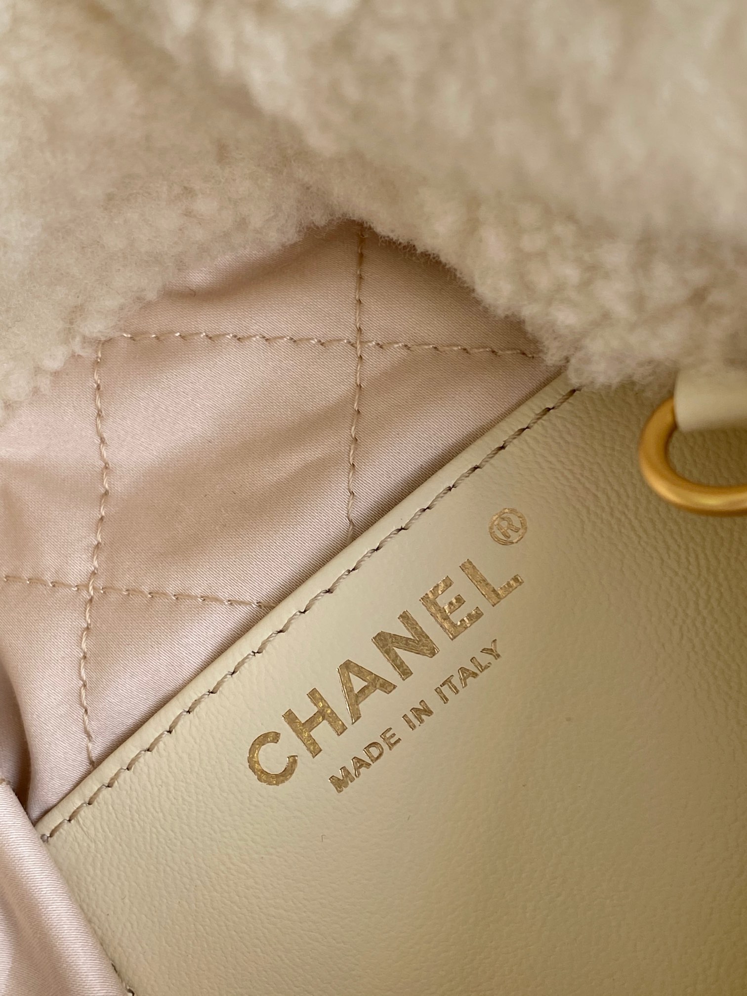 [TOP] CHANEL 22 Bag Wool 19x20x6cm/35x37x7cm - Beige