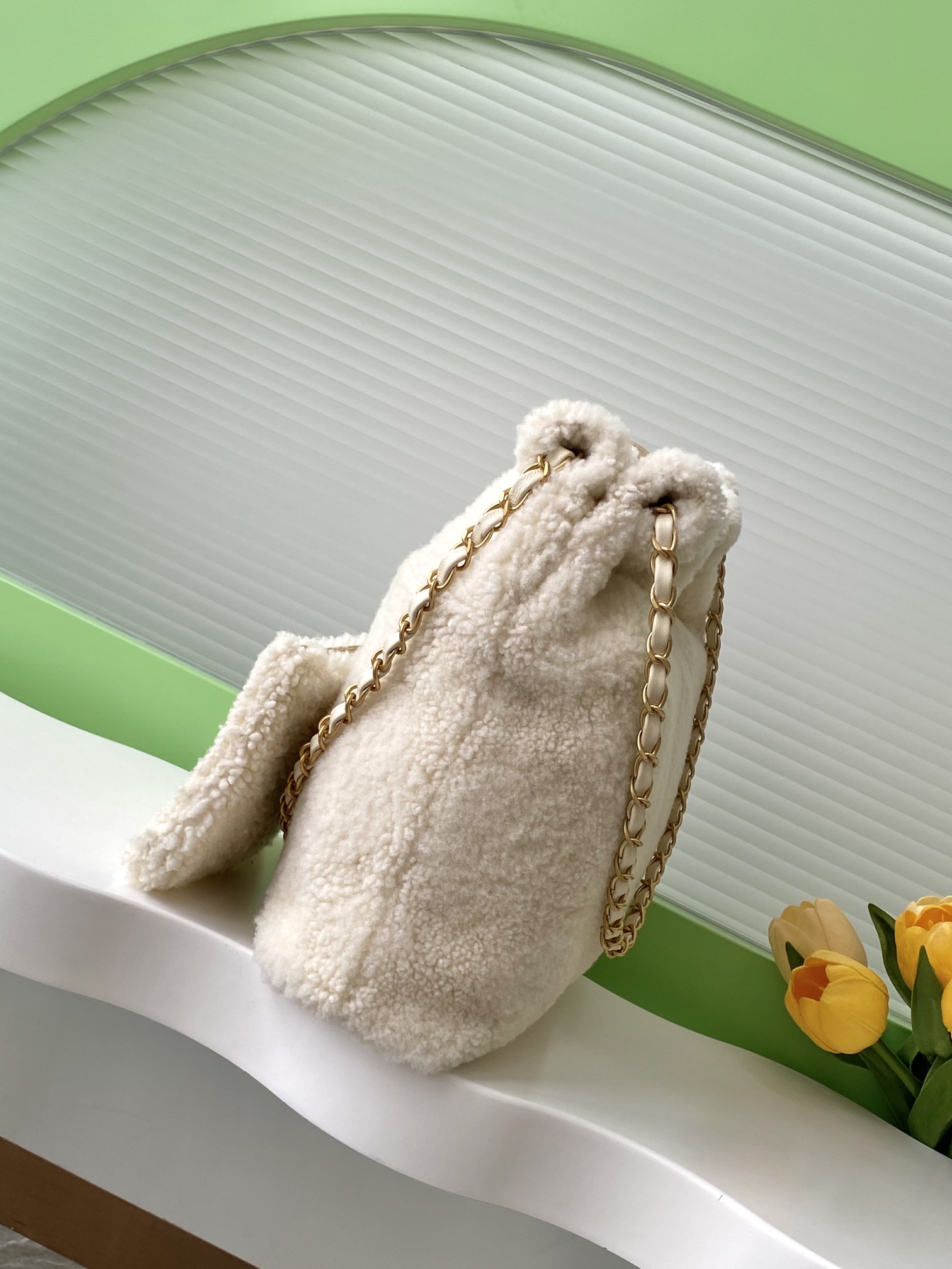 [TOP] CHANEL 22 Bag Wool 19x20x6cm/35x37x7cm - Beige