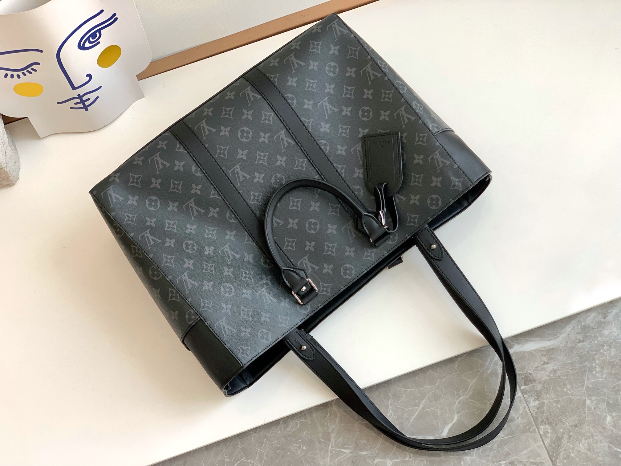 [TOP] Louis Vuitton LV Sac Plat 24H Tote Bag 44 x 33 x 18cm - Black