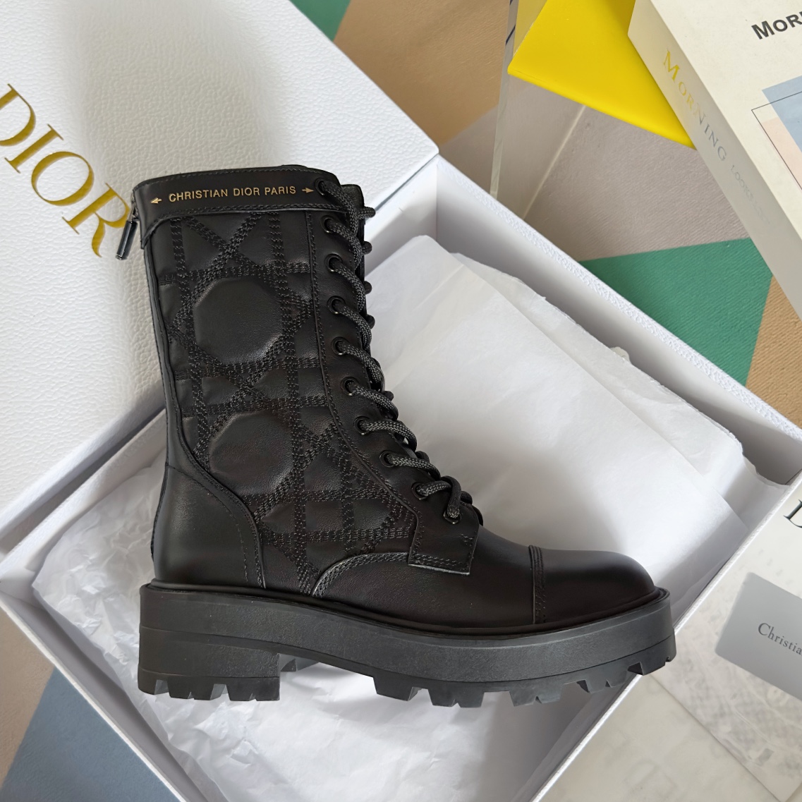 [TOP] Christian Dior Rattan Ankle Bootss Cowhide - 3 Colour