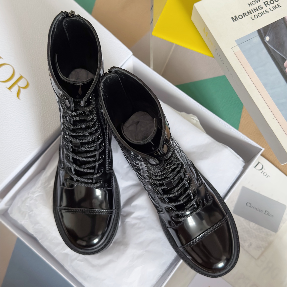 [TOP] Christian Dior Rattan Ankle Bootss Cowhide - 3 Colour