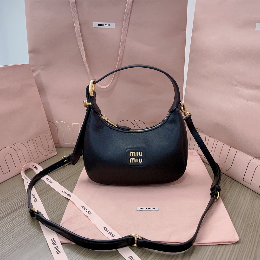 [TOP] Miu Miu Cowhide Hobo Bag 17x15.5x5.5cm - 2 Colors