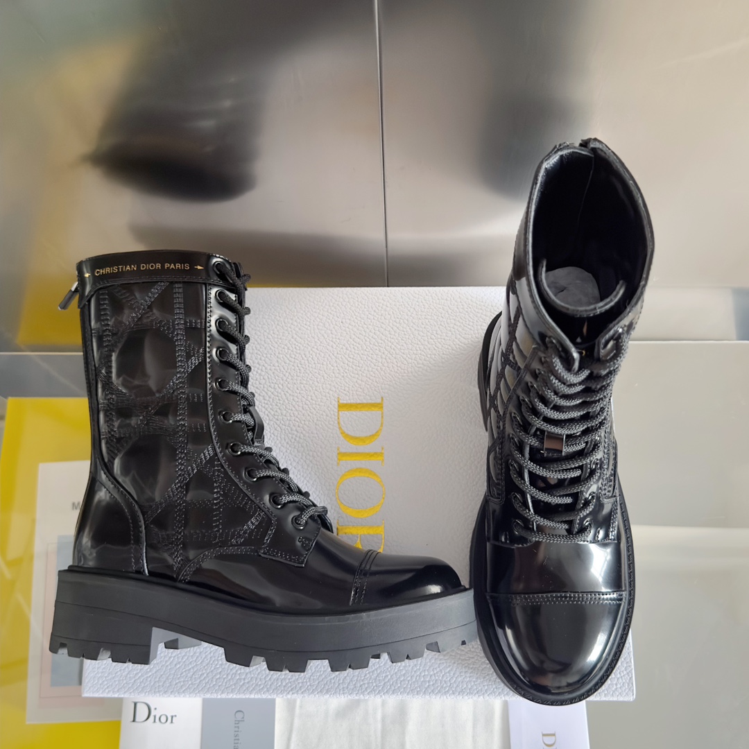 [TOP] Christian Dior Rattan Ankle Bootss Cowhide - 3 Colour