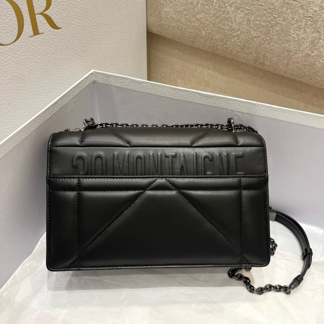 [Top] Christian Dior Montaigne Bag Sheepskin 25*8*15cm - Black