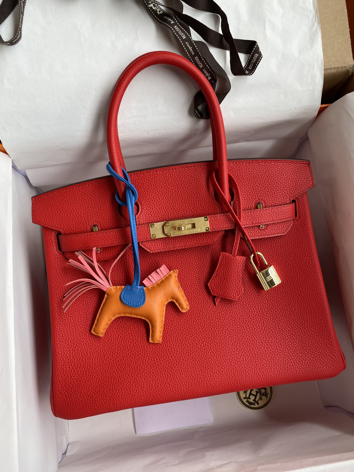 [TOP] HERMES Birkin Togo Leather 30cm - Rouge Casaque & GHW