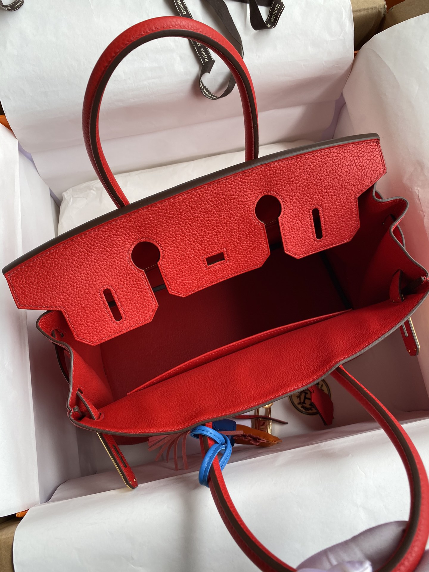 [TOP] HERMES Birkin Togo Leather 30cm - Rouge Casaque & GHW