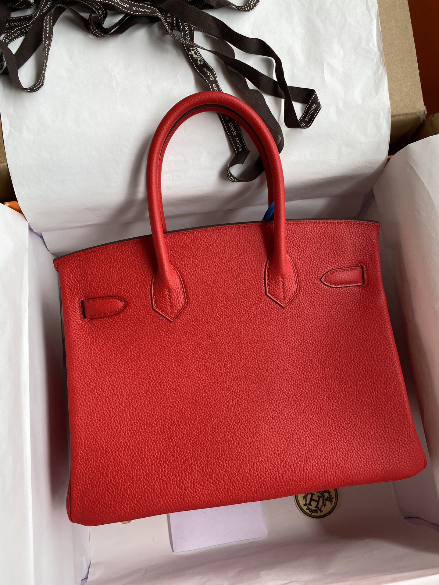 [TOP] HERMES Birkin Togo Leather 30cm - Rouge Casaque & GHW