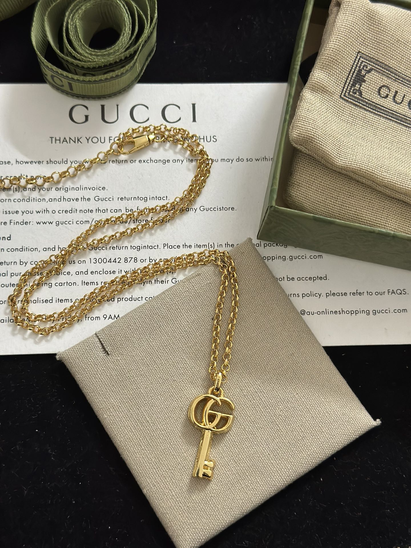 [TOP] GUCCI GG Key Necklace - Gold