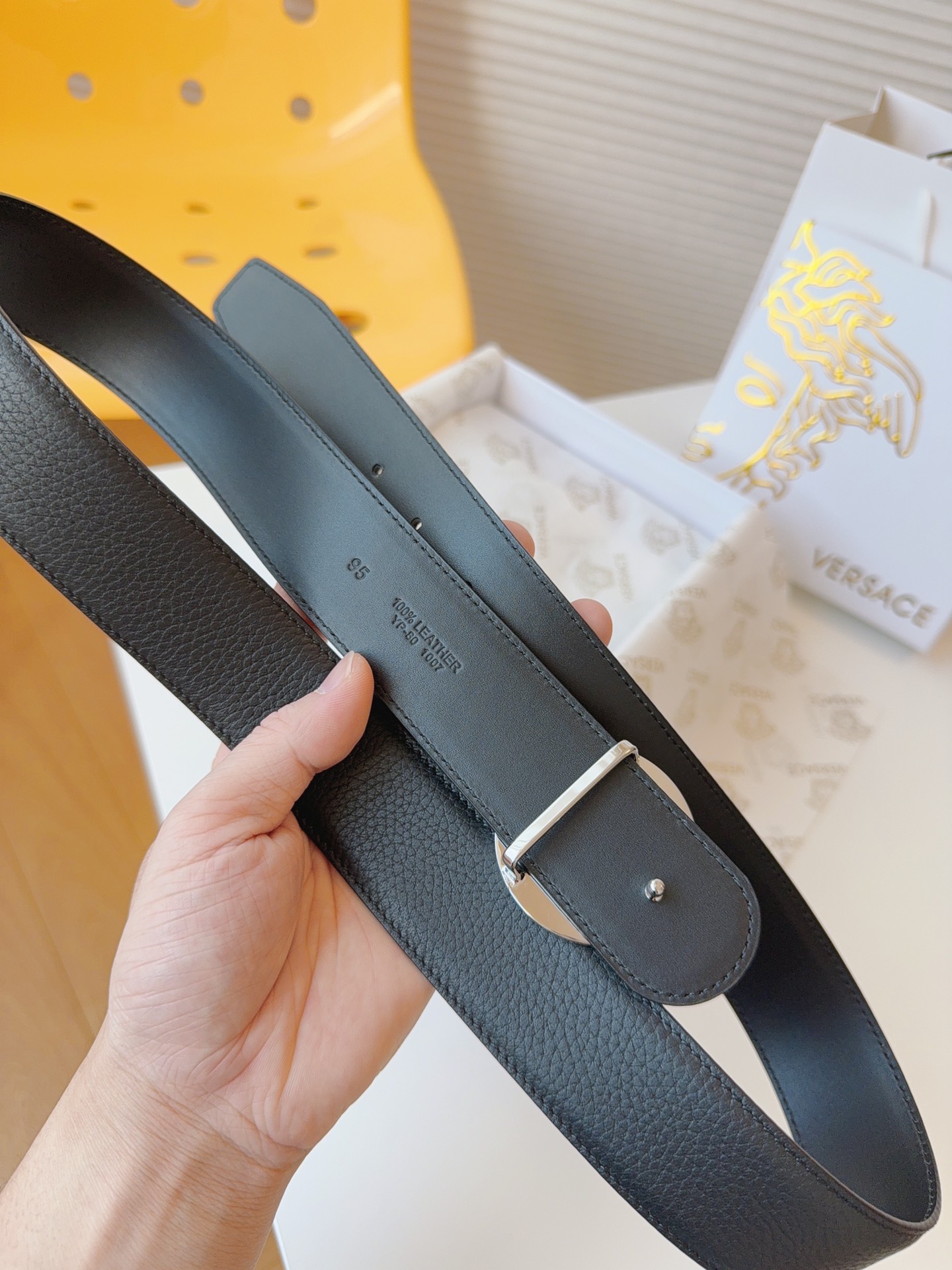 [TOP] VERSACE Cowhide Medusa Belts 4cm- Black