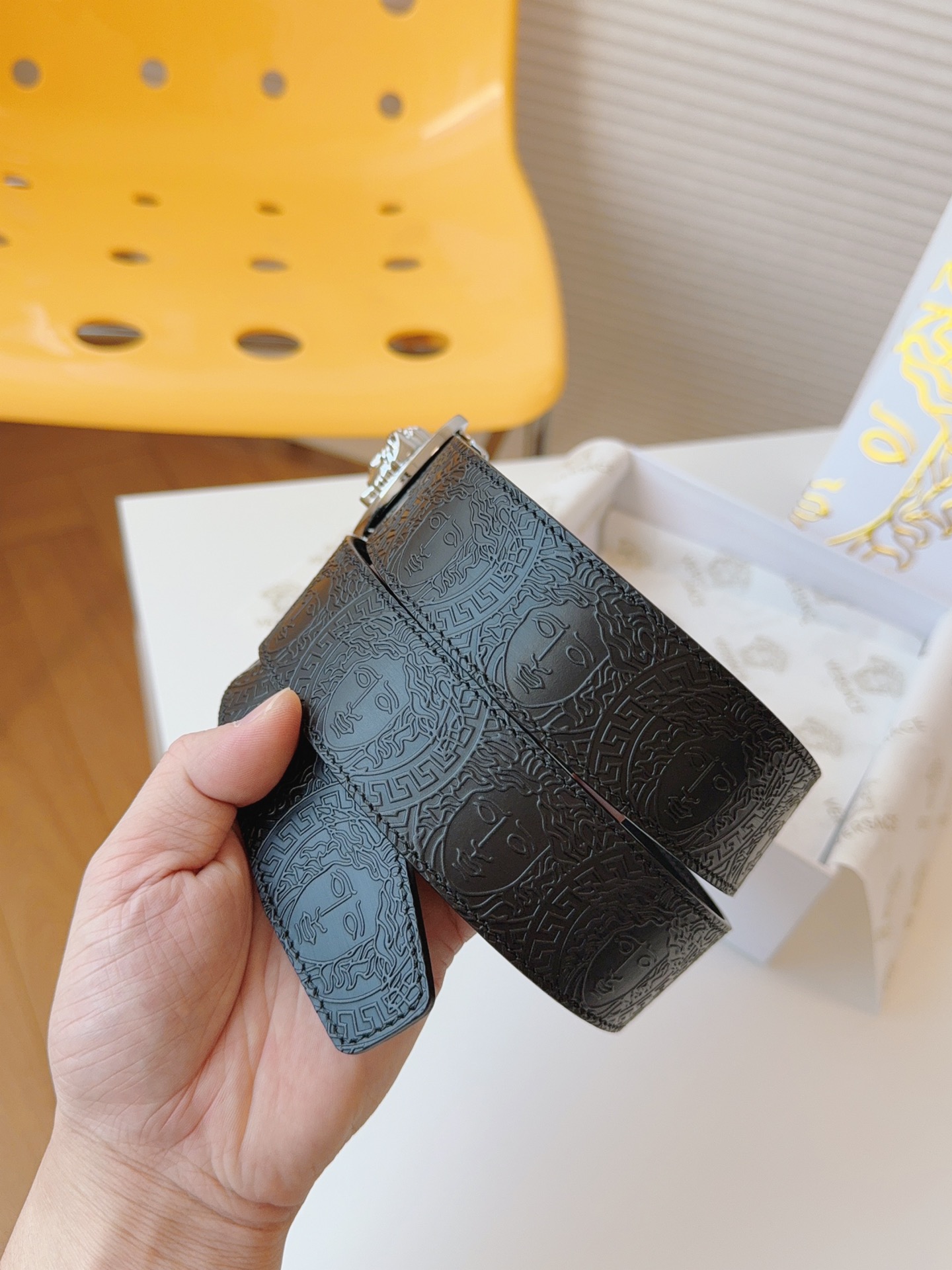 [TOP] VERSACE Cowhide Medusa Belts 4cm- Black